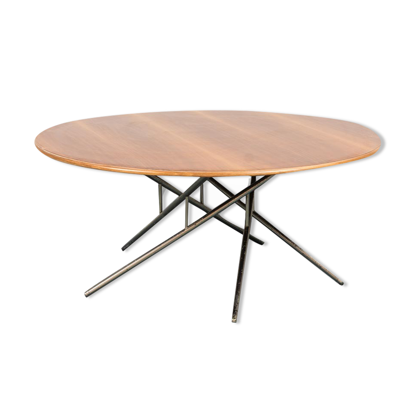 Coffee table in wood metal tubular 50s vintage