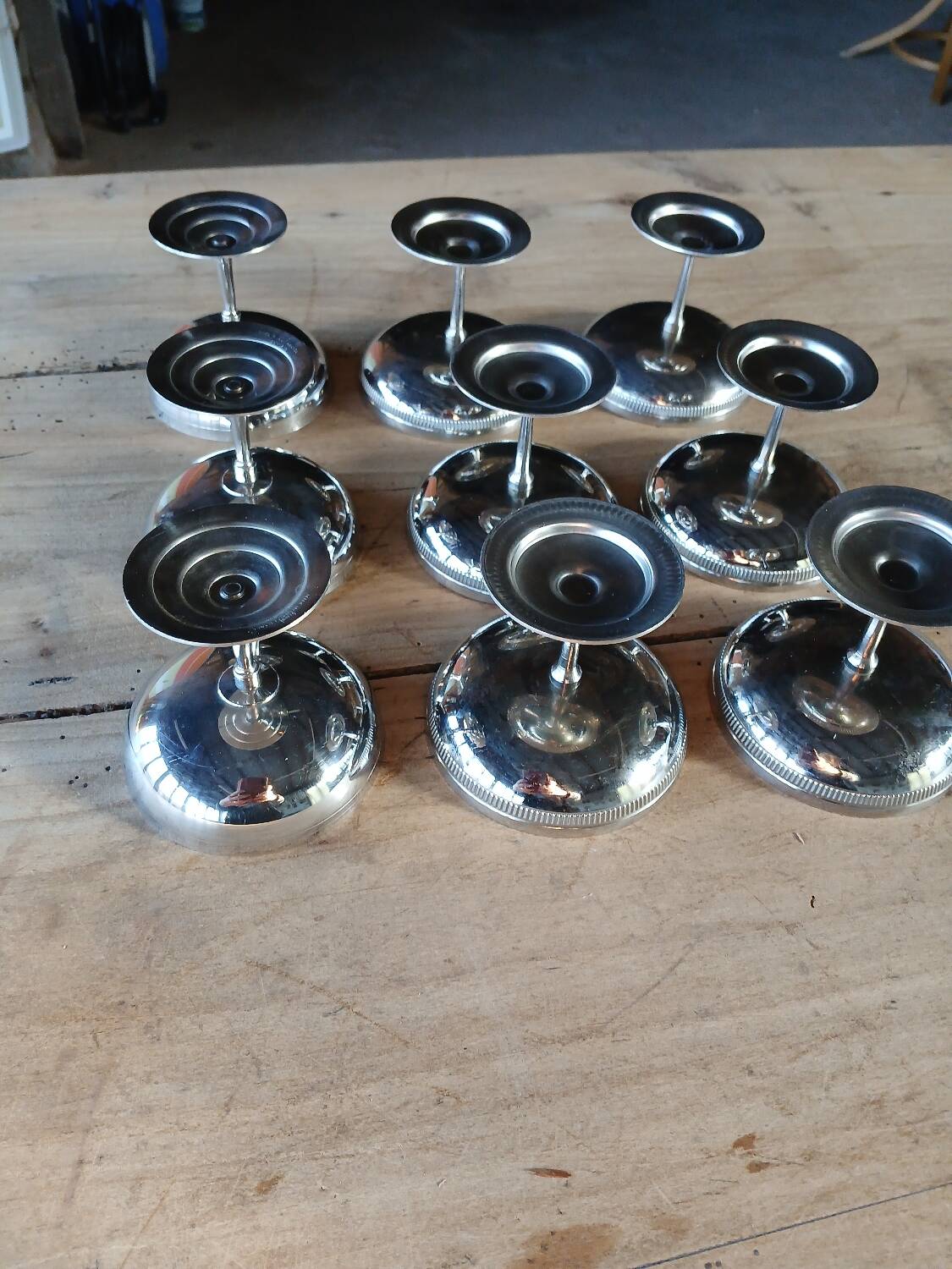 9 antique stainless steel ice cream cups