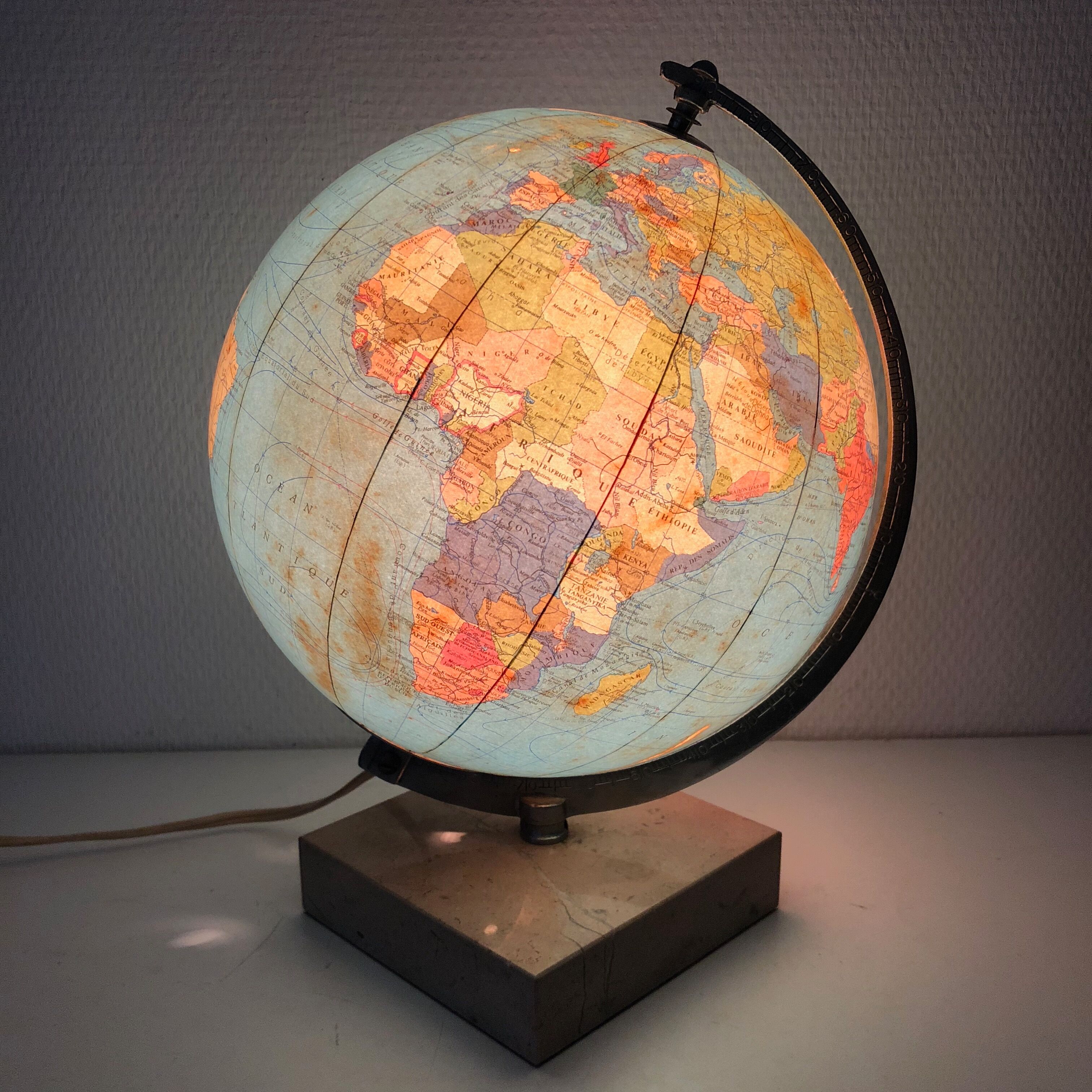 Globe taride marble 28cm vintage 1965