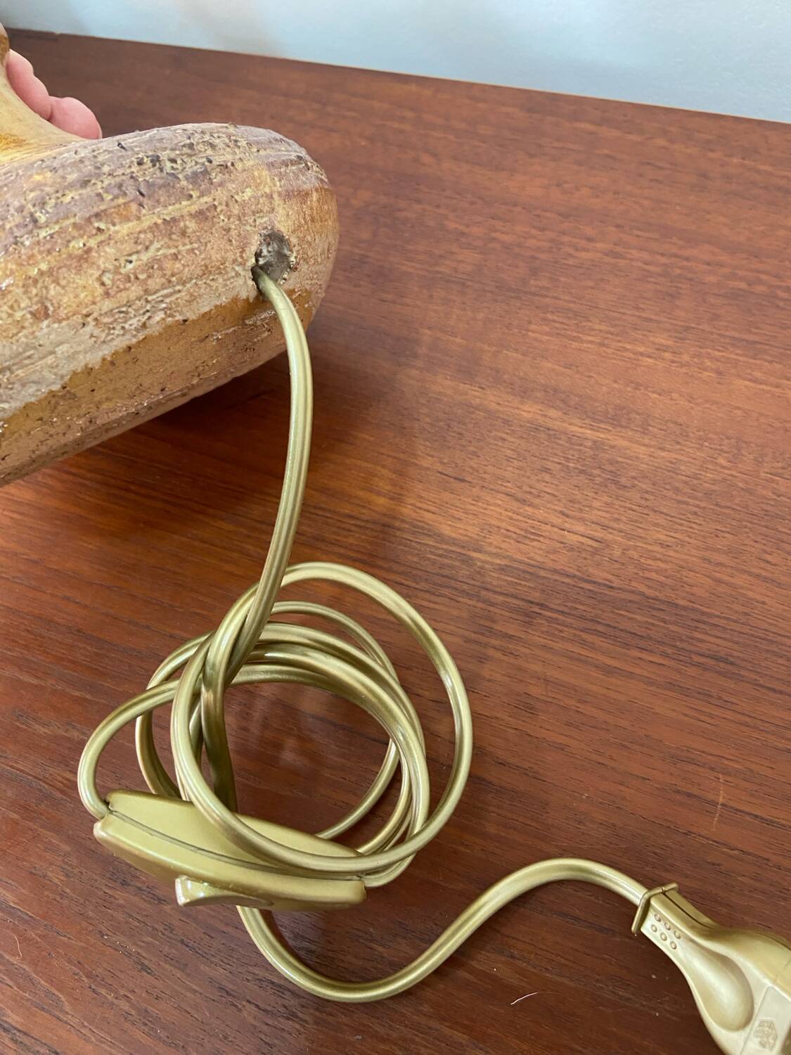 Vallauris stoneware lamp, signed Sesame