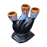 Soliflore for 3 flowers in flamed and vintage glazed ceramic