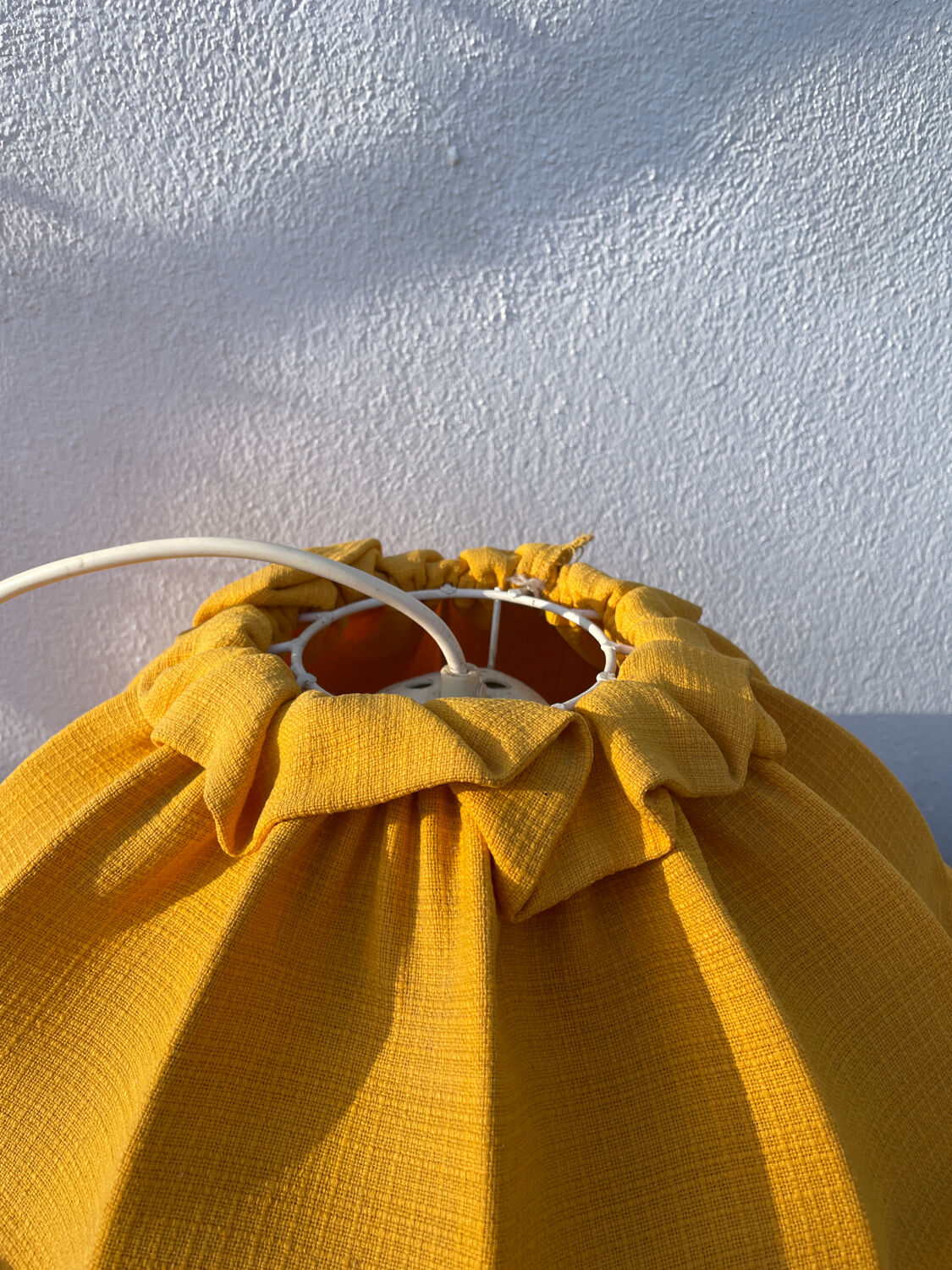 Wooden rattan and fabric suspension