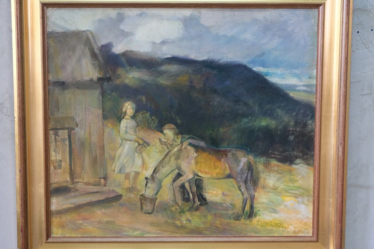 David Wallin (1879-1957), Romantic Painting , 1917, Oil on Canvas, Framed