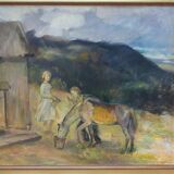 David Wallin (1879-1957), Romantic Painting , 1917, Oil on Canvas, Framed
