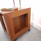 Teak LP kast op wielen, bijzettafel, nachtkastje, kast 2