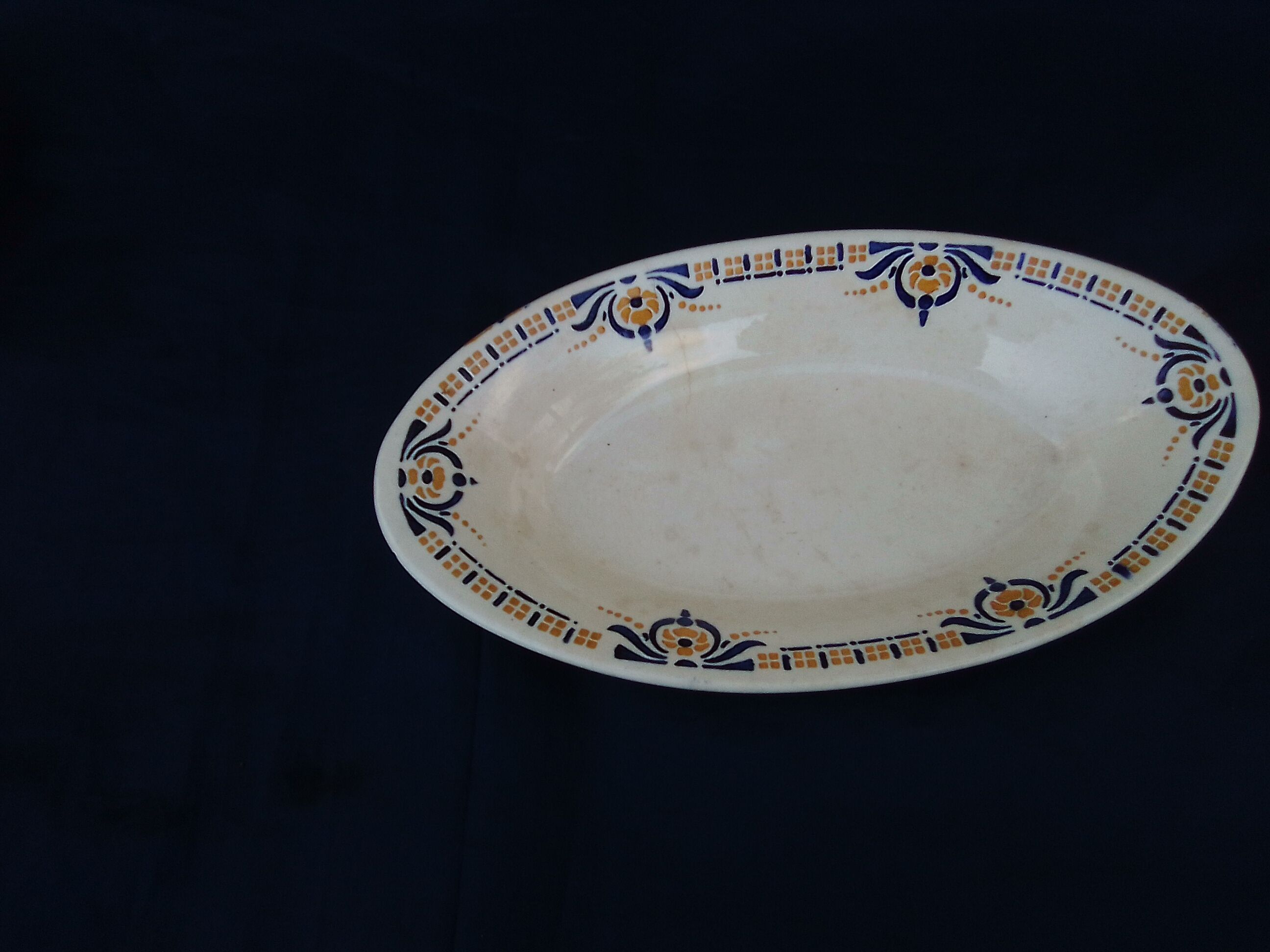 Ravier hollow oval earthenware H B C Choisy le roi model Olga L 25 cm