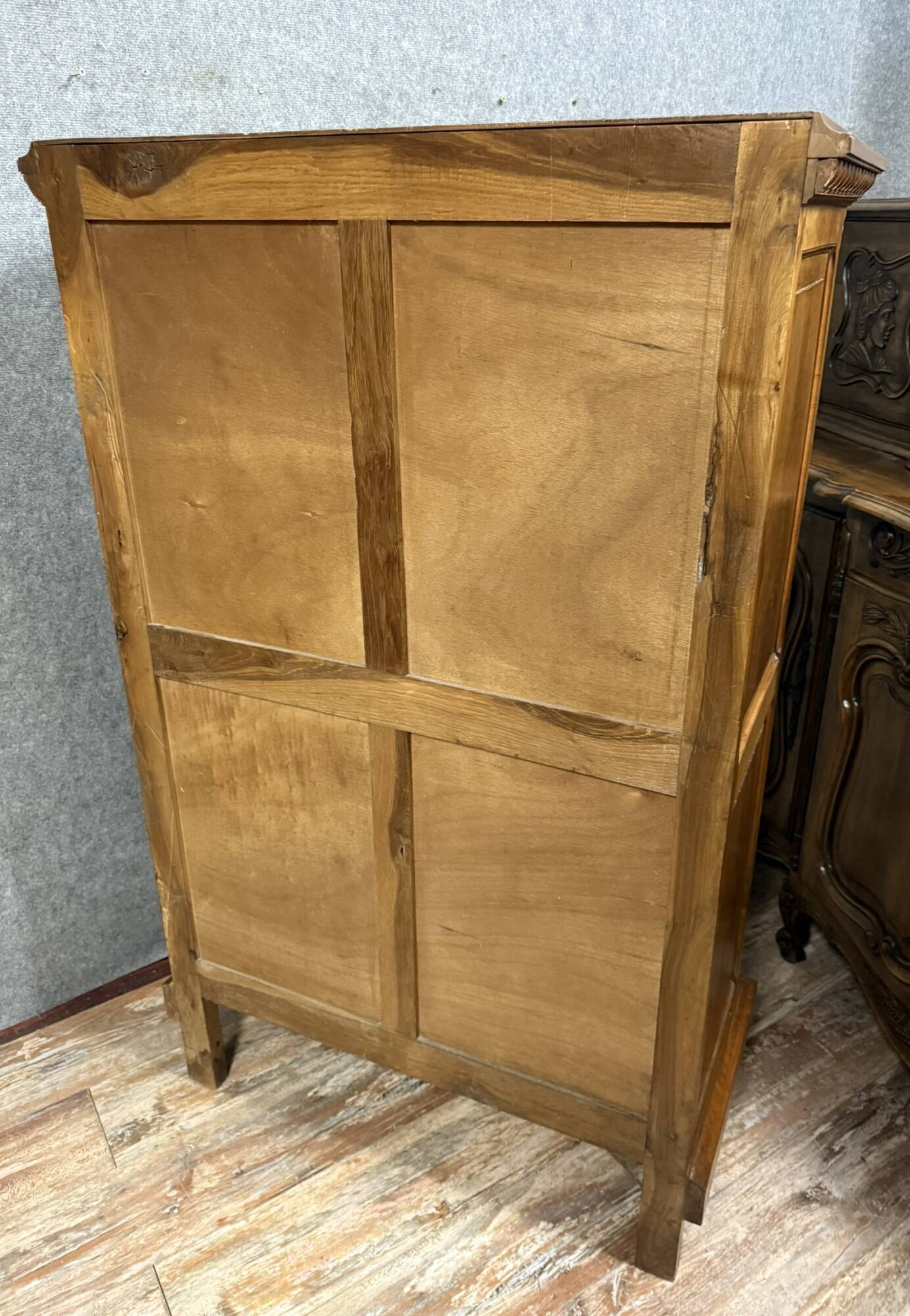 Louis XVI style library cabinet in solid walnut circa 1880