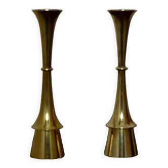Pair of Mid-century Scandinavian Brass  Candleholder by Dansk Designs
