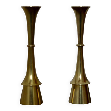 Pair of Mid-century Scandinavian Brass  Candleholder by Dansk Designs