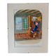 Superbe et rare gravure de rene chag signee, theme=la poste