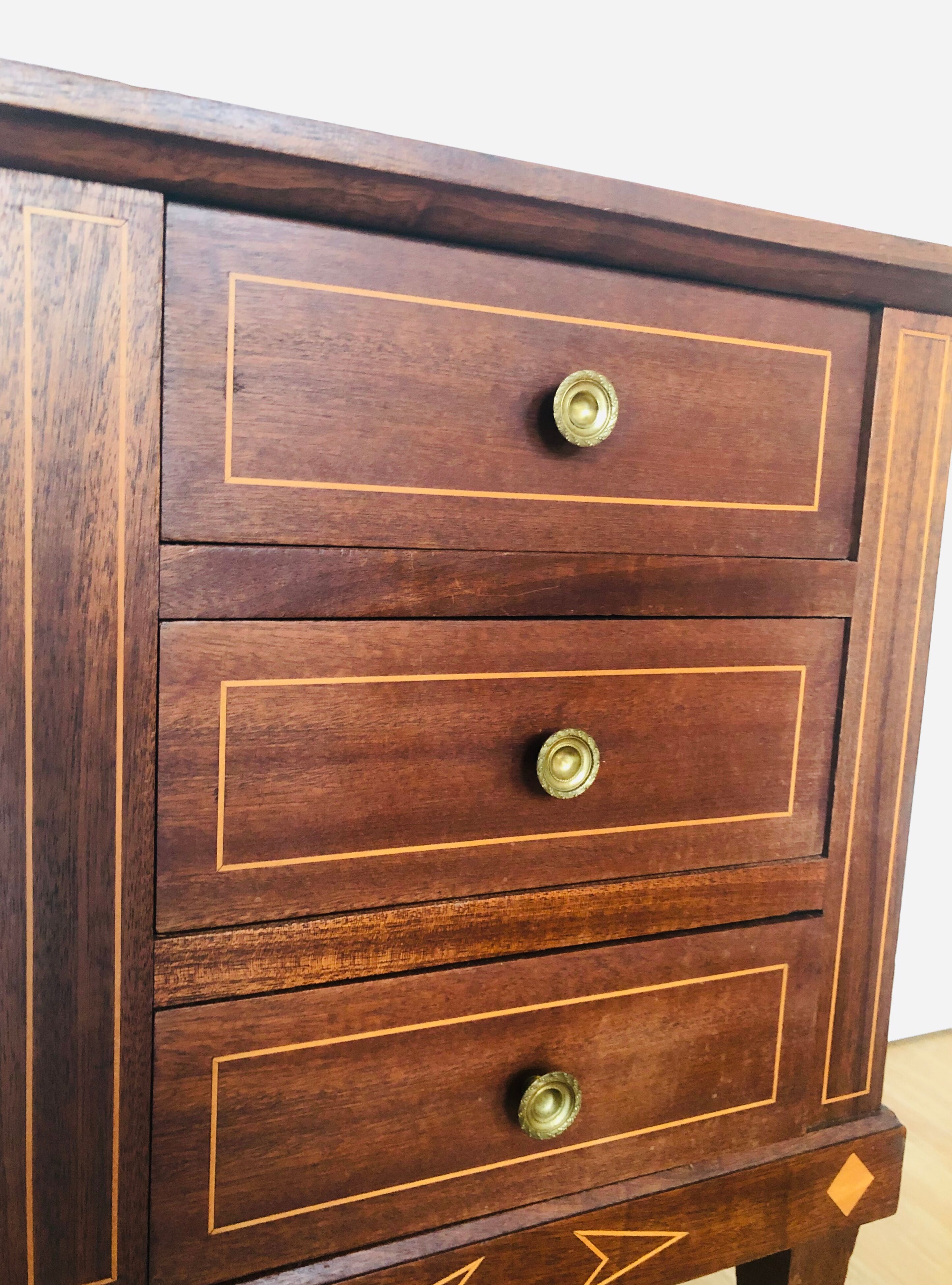 Bedside, walnut 3 drawers