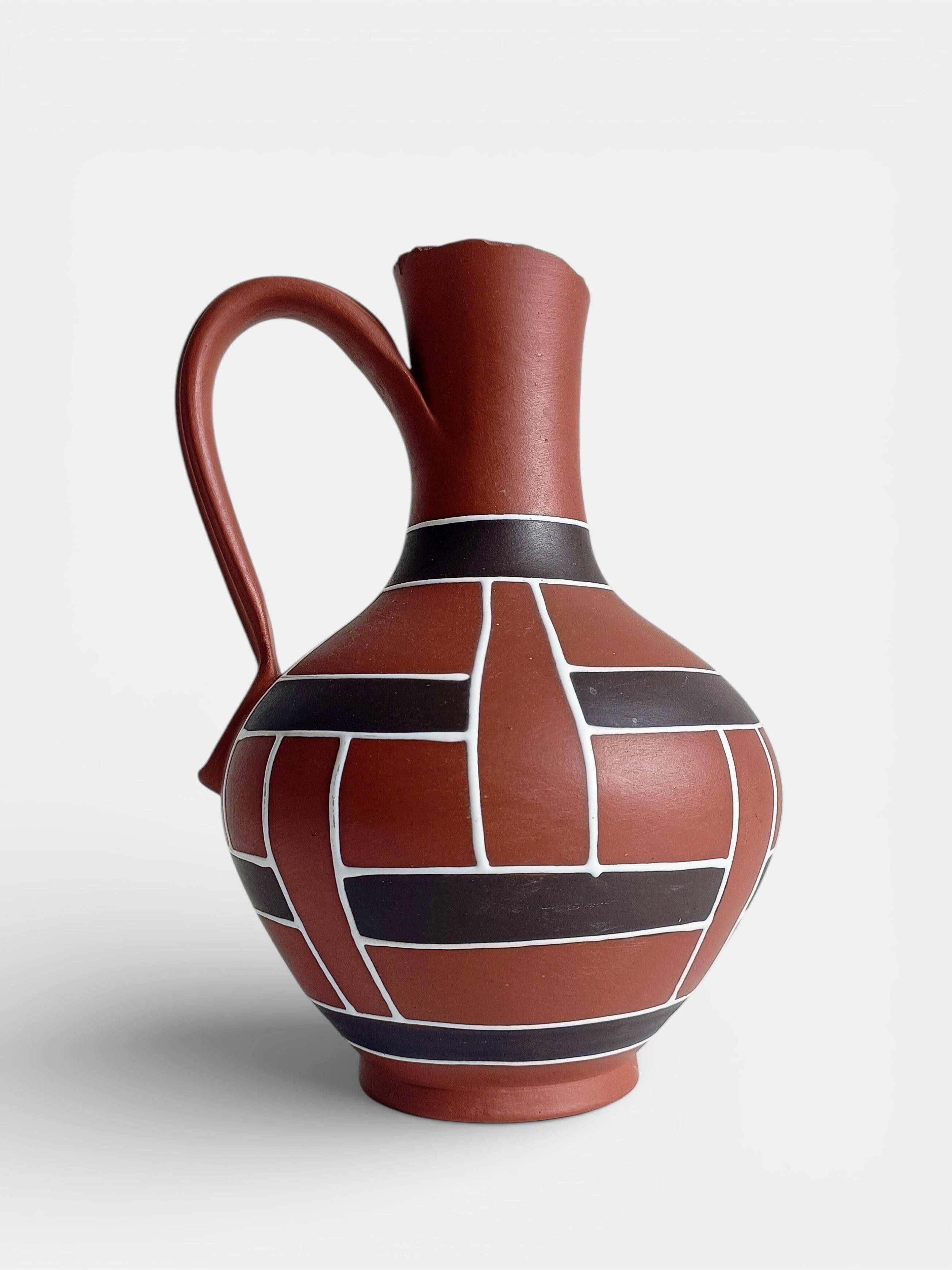 Mid-Century Modern Terracotta Pitcher by AKRU, West Germany, 1950s