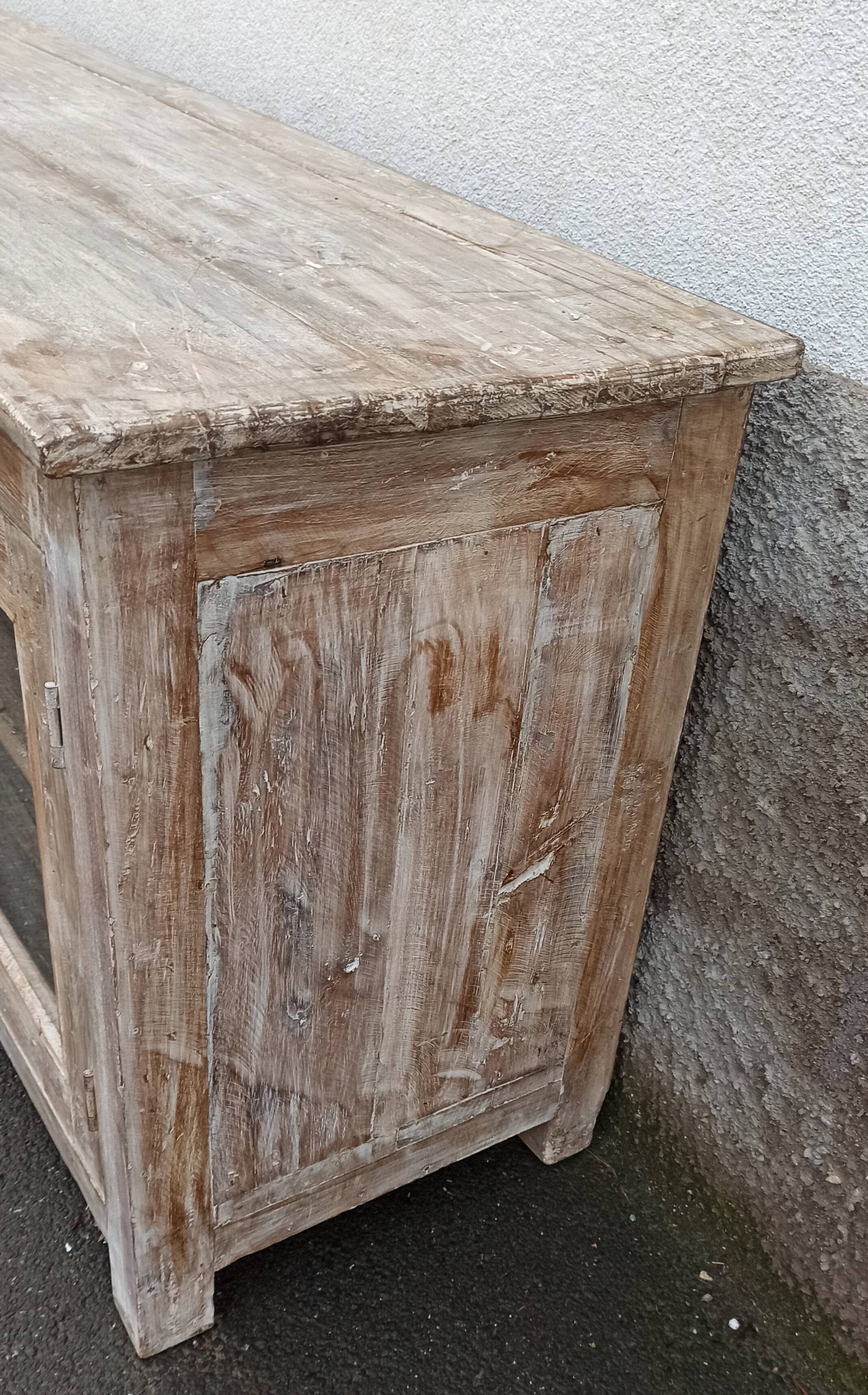 Glass sideboard in antique wood