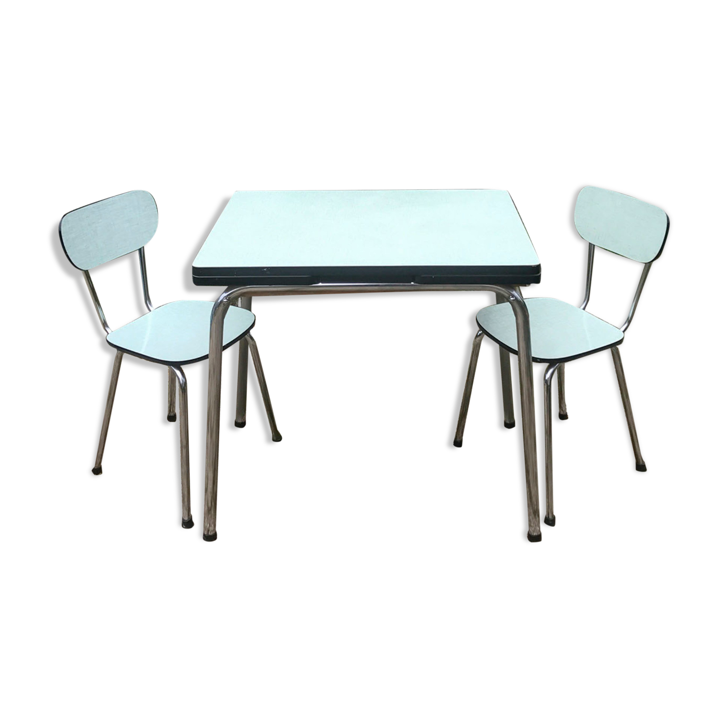 Table and chairs in water green formica