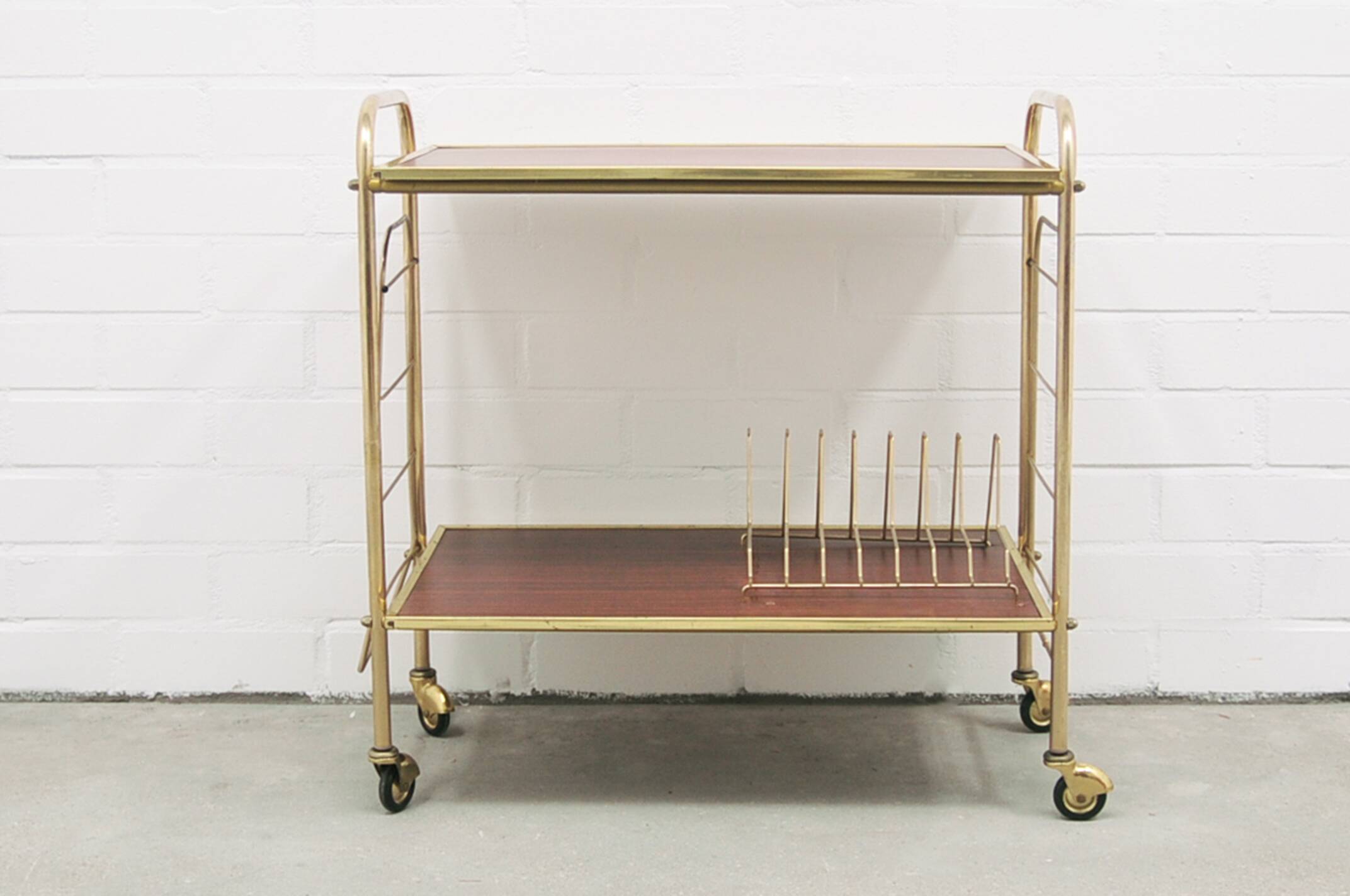 brass vintage LP trolley