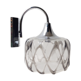 70's glass and chrome metal sconce