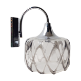 70's glass and chrome metal sconce