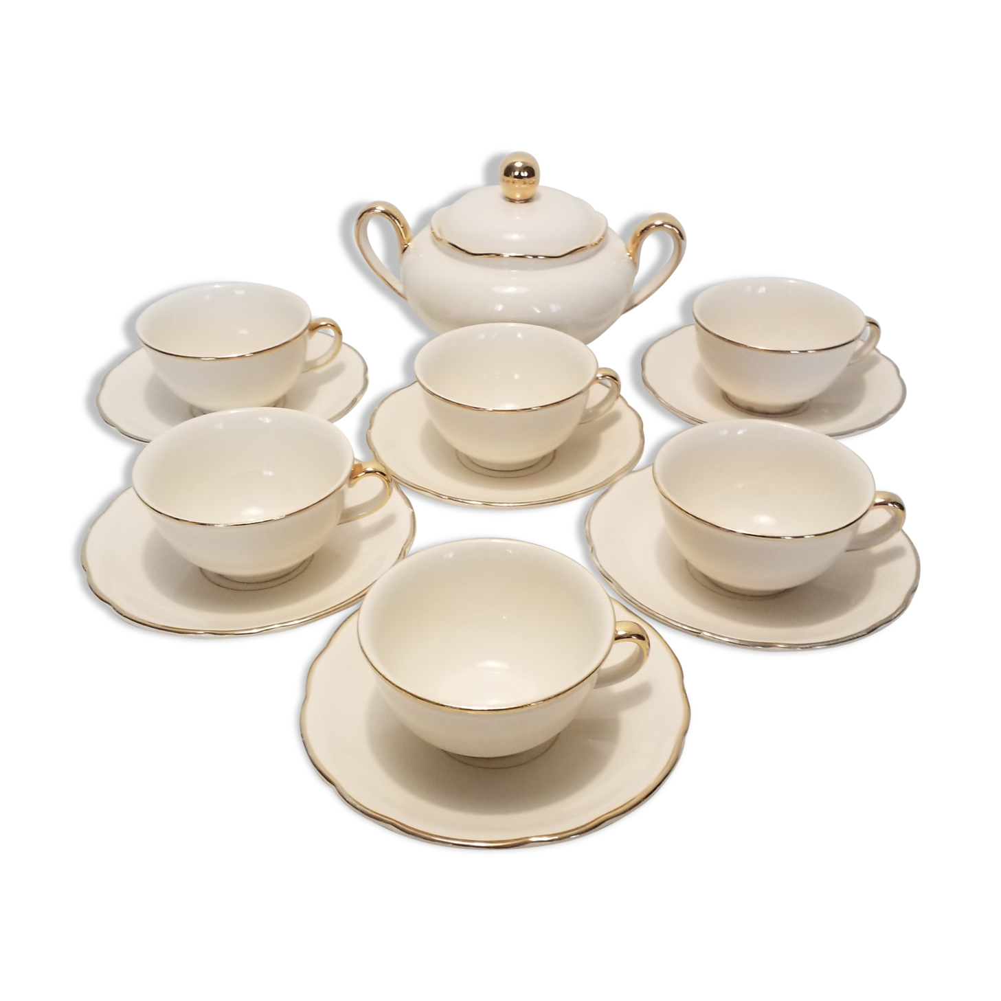 Tea service in earthenware, by Villeroy and Boch, Rhône model.