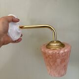 Vintage tulip wall lamp in pink Clichy glass