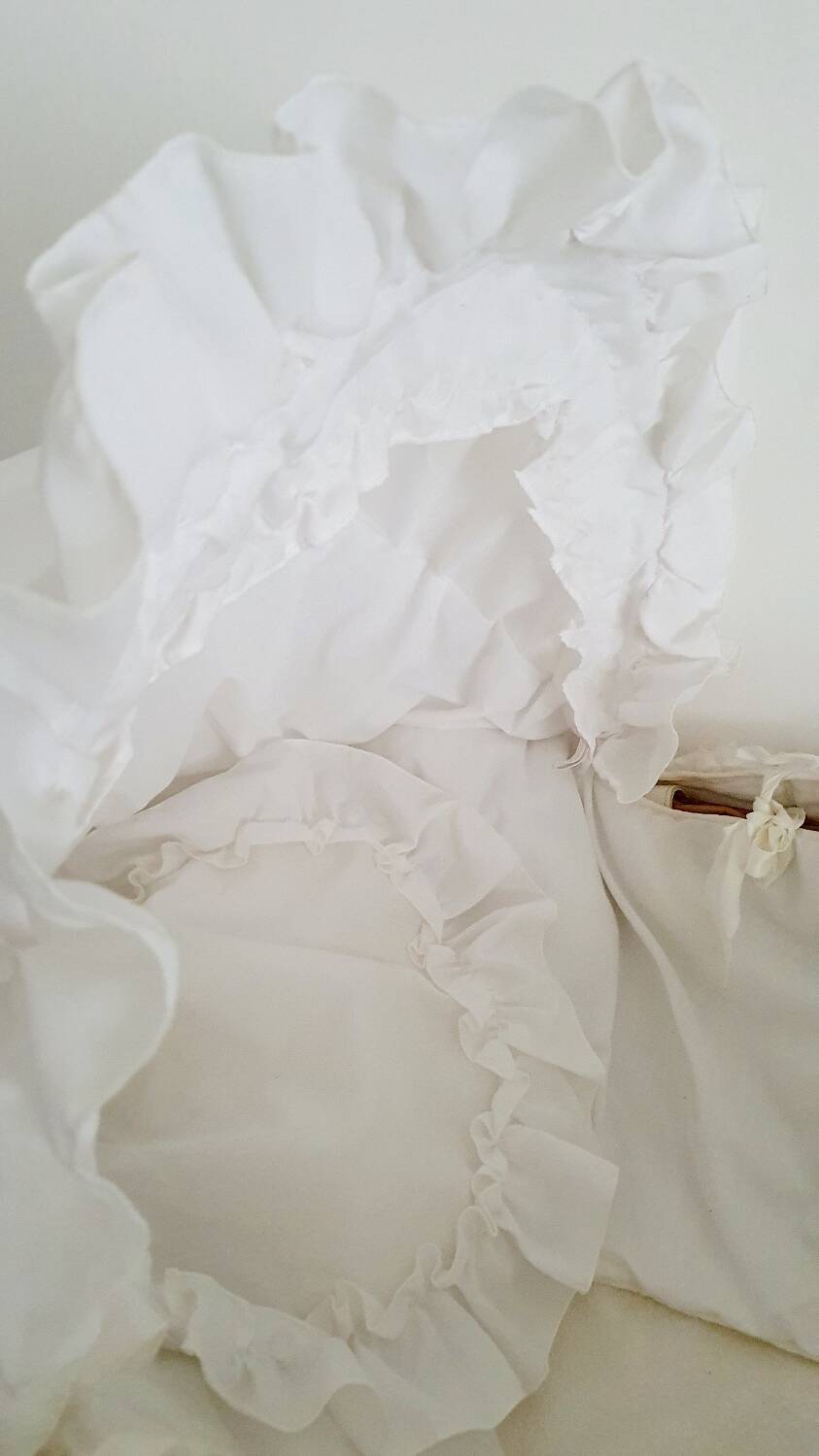 1970s rattan cradle/bassinet with hood and arch