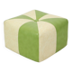 Vintage Square Pouf Skai Faux Leather Green Cream 43cm