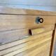 Vintage filing cabinet with double curtains, oak, Charles Schneider, Betschdorf.