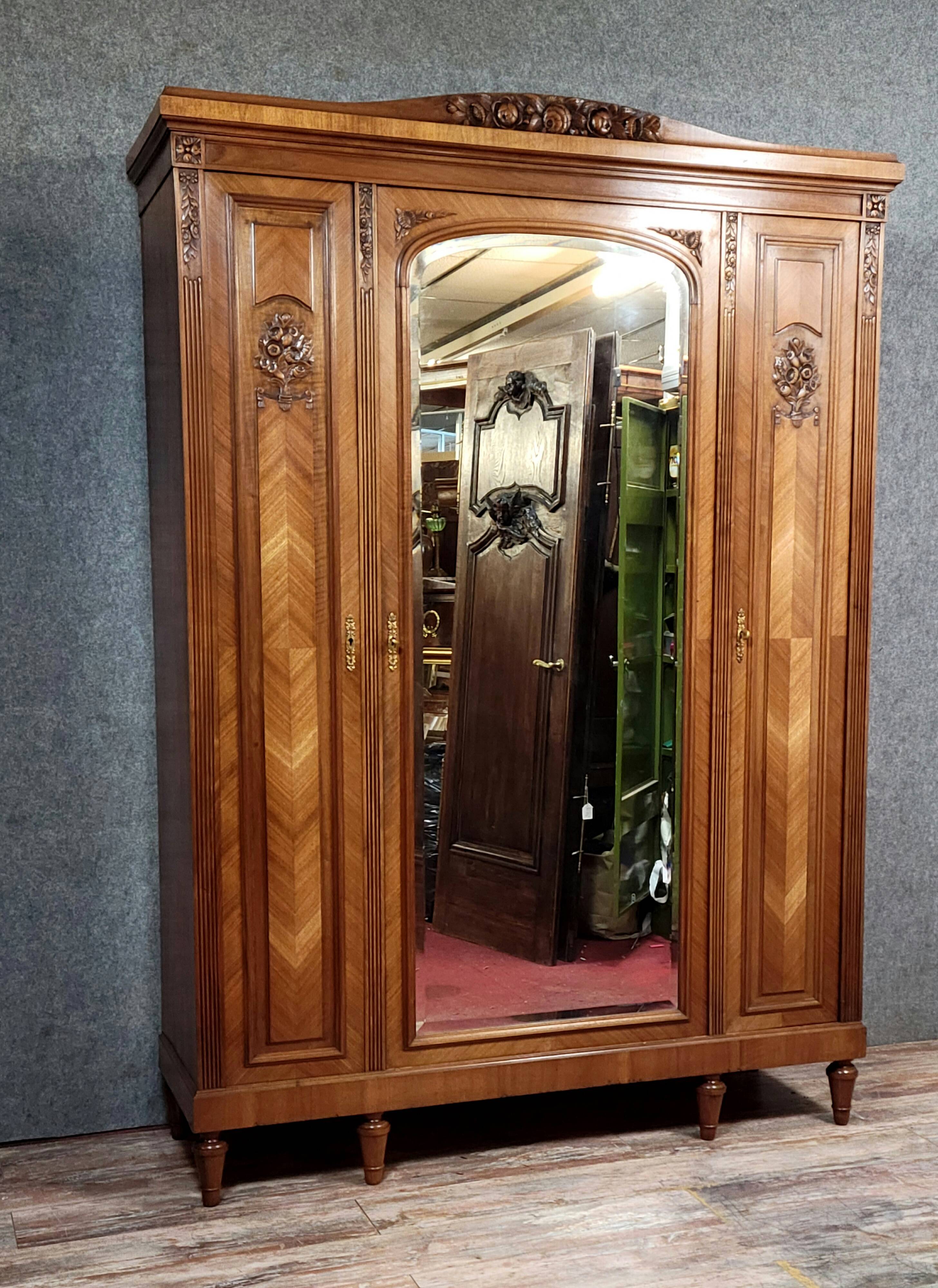 Art Deco period wardrobe in burr walnut