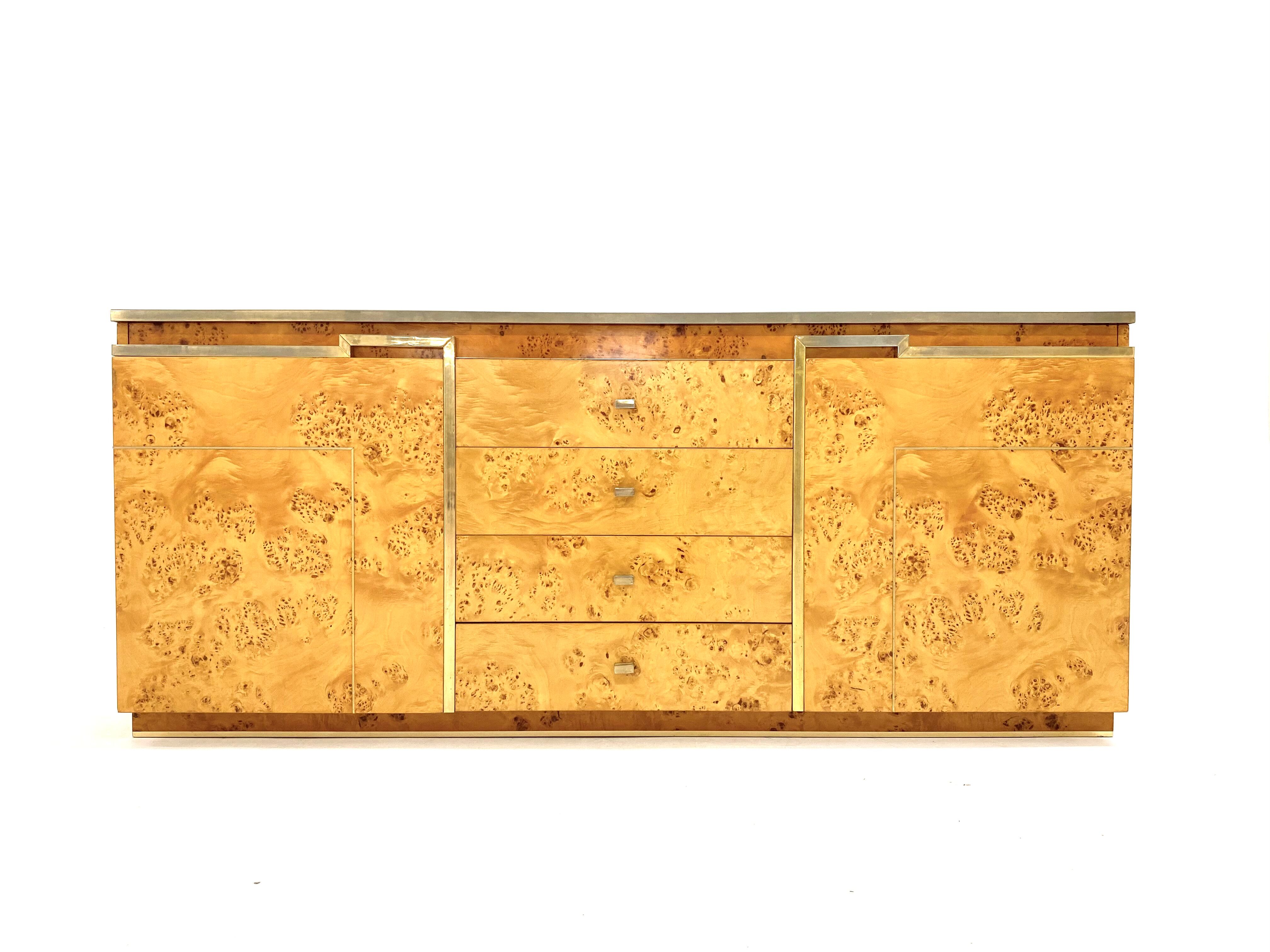 Sideboard glass and brass, circa 1970