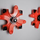 Paire d'appliques puzzle par hustadt Leuchten céramique rouges, allemagne, 1960