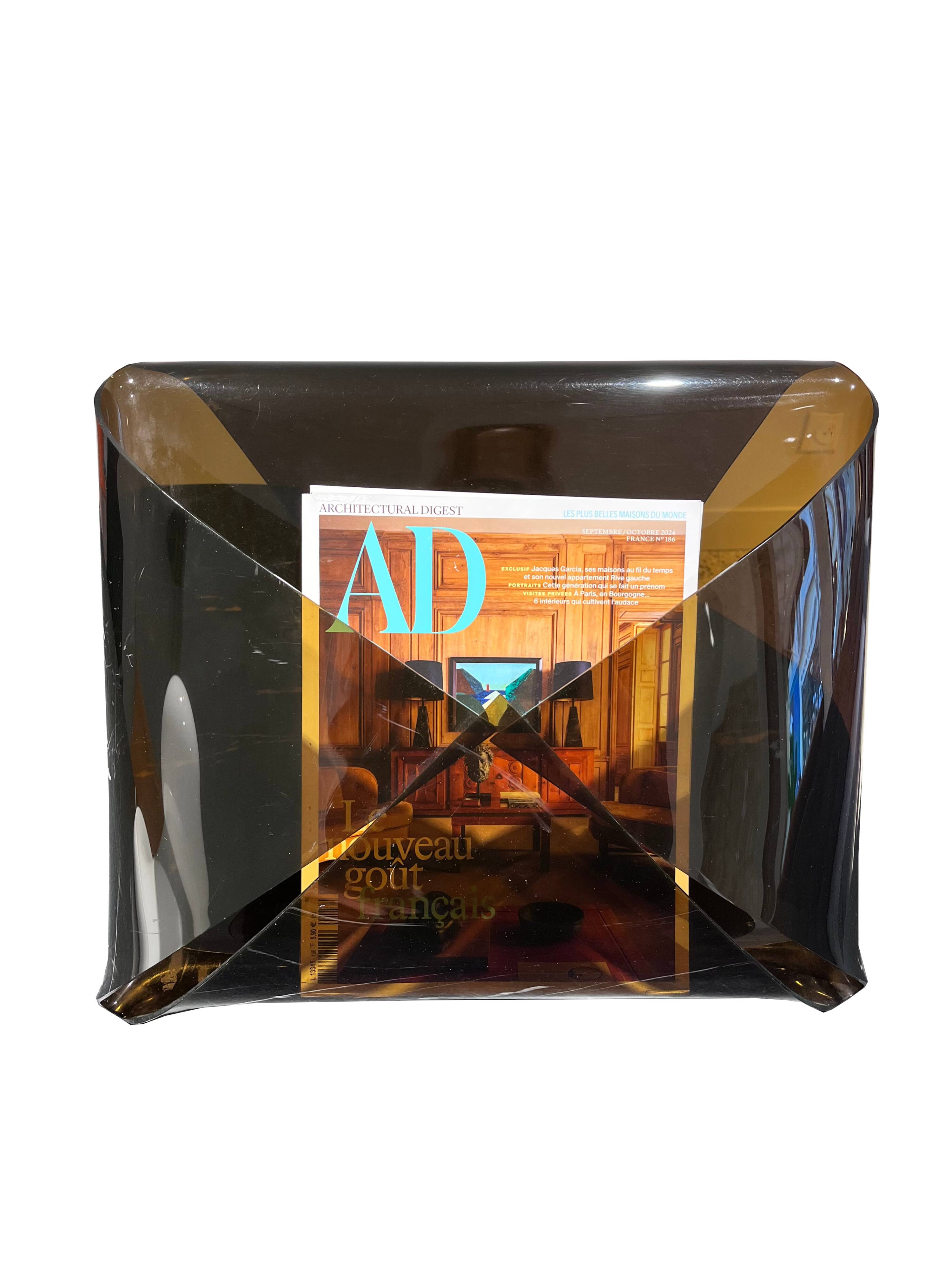 Plexiglass magazine rack, circa 1970