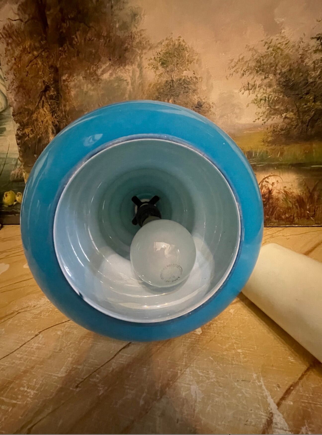 Vintage blue opaline pendant lamp