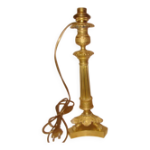 Bougeoir bronze et laiton  ép. "restauration" électrifiée en pied de lampe
