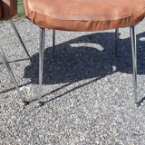 Pair of vintage armchairs of the 70s chrome and salmon fabrics