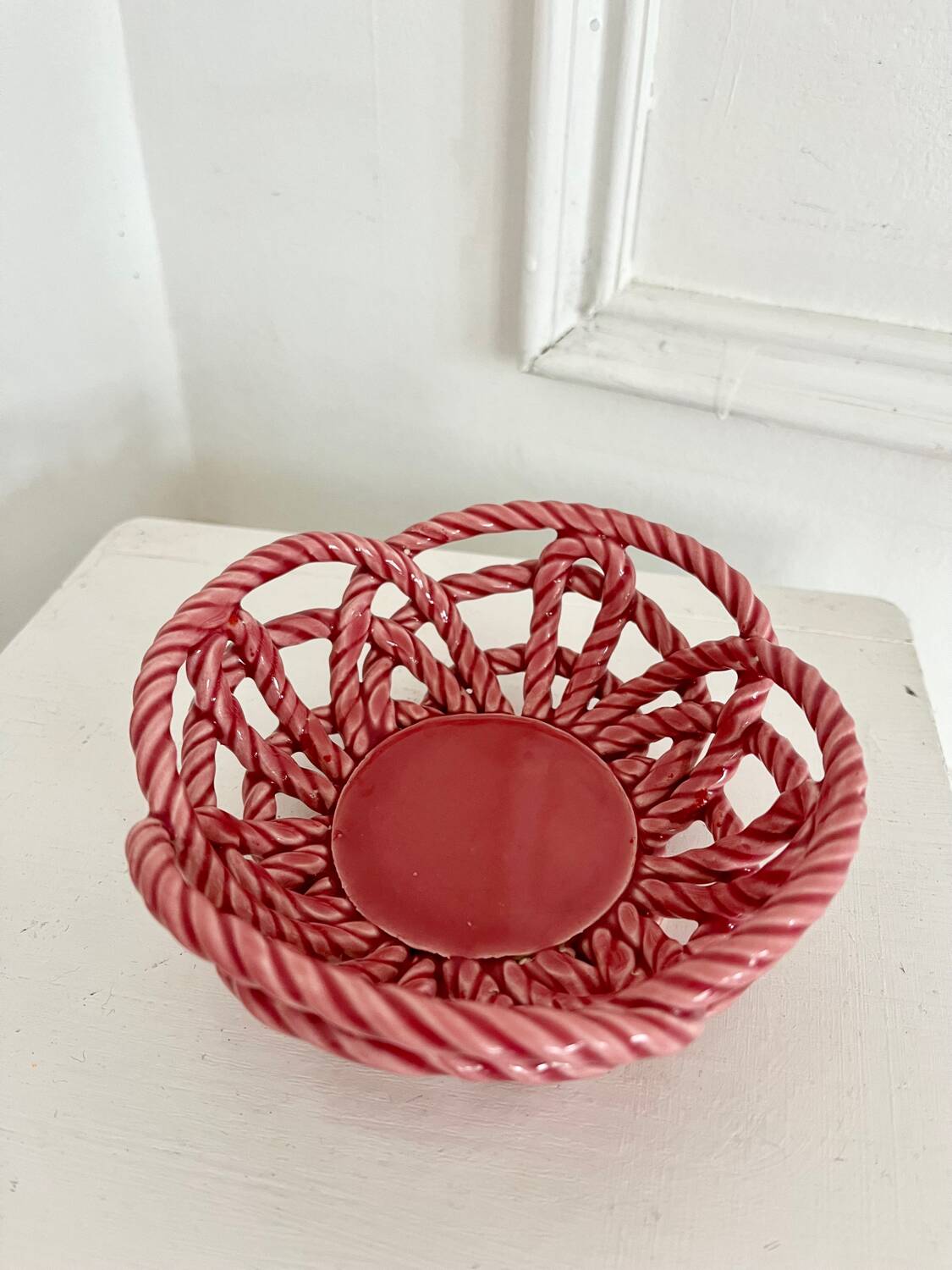 Pink woven ceramic bowl