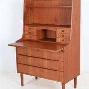 Tall mid-century teak secretary desk / Danish modern design / 1960s