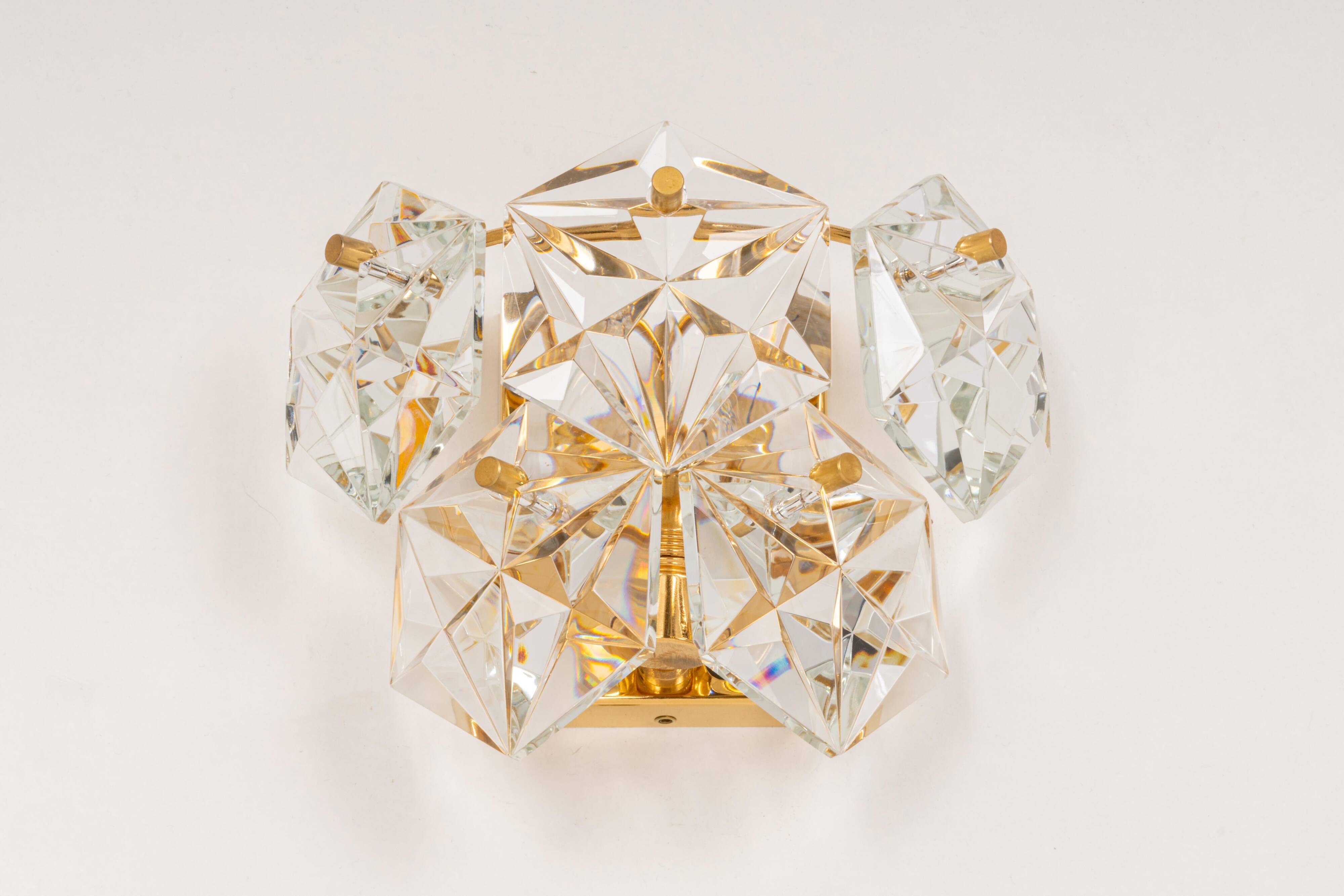 pair of crystal wall lights by Kinkeldey, Germany, 1970s.