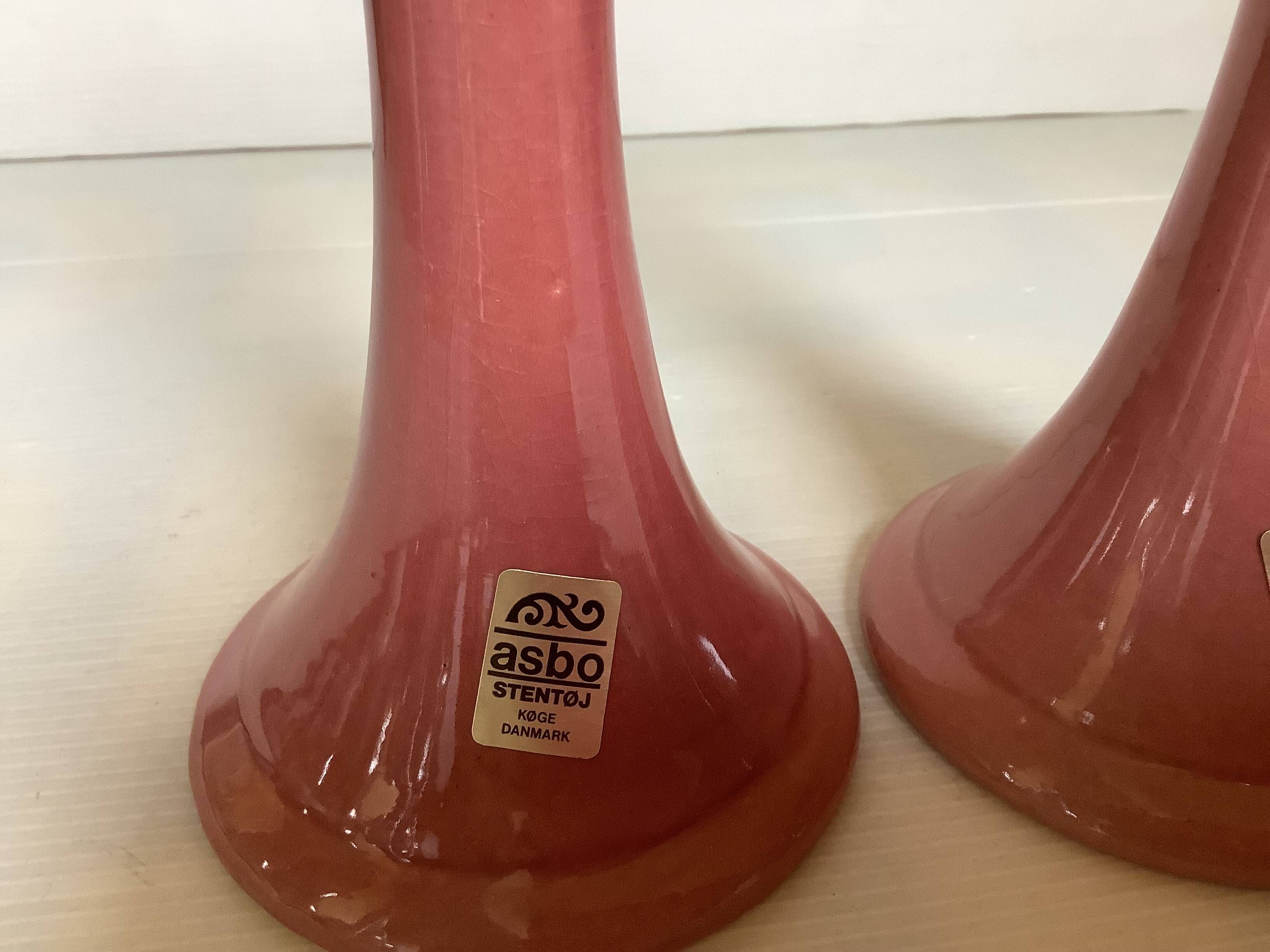 Pair of Scandinavian Asbo Stentøj Køge candlesticks