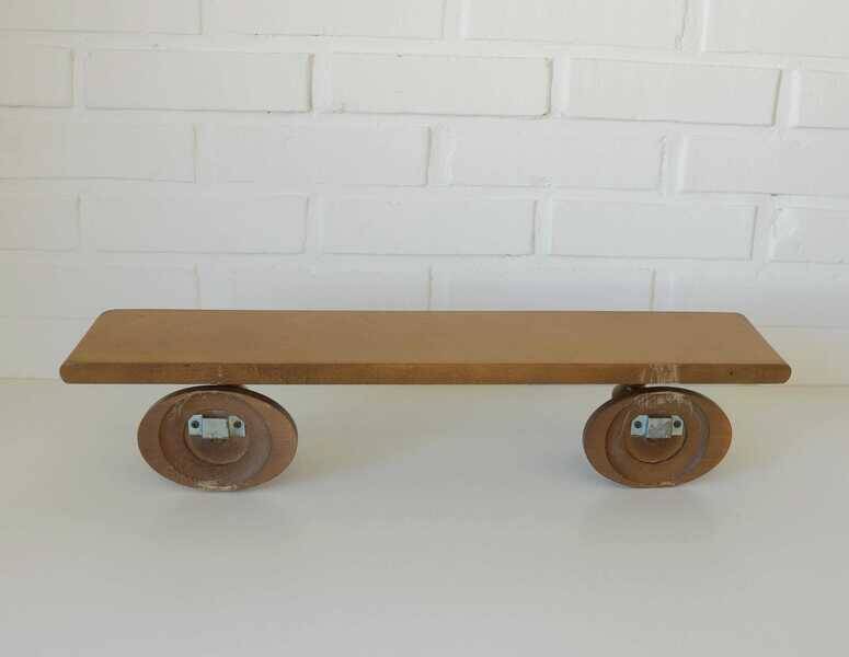 Large vintage wooden bathroom set / mirror with shelf / towel rack