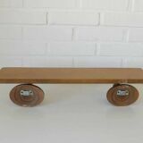 Large vintage wooden bathroom set / mirror with shelf / towel rack