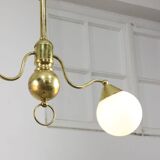 Art Deco Italian Brass and Opaline Chandelier