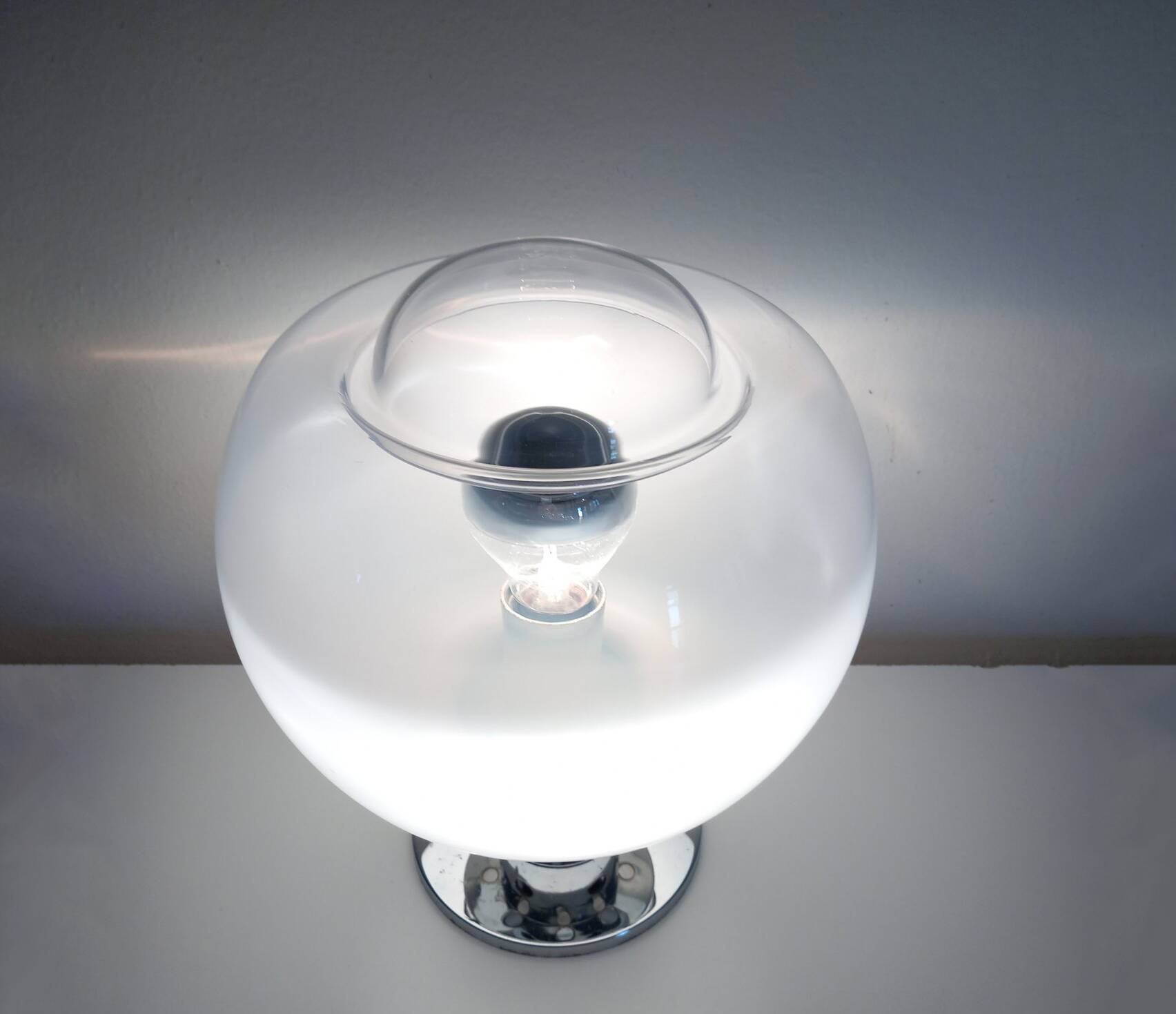 Vintage Table Lamp • Steel & Glass • Murano • Space Age • 1970