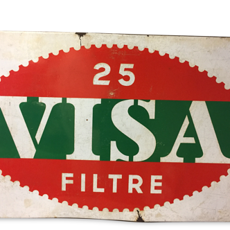 Large enamelled plaque "visa", cigarettes