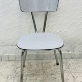 Set of 4 vintage grey chrome Formica kitchen chairs.