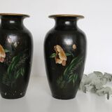 Pair of ceramic vases, hand painted