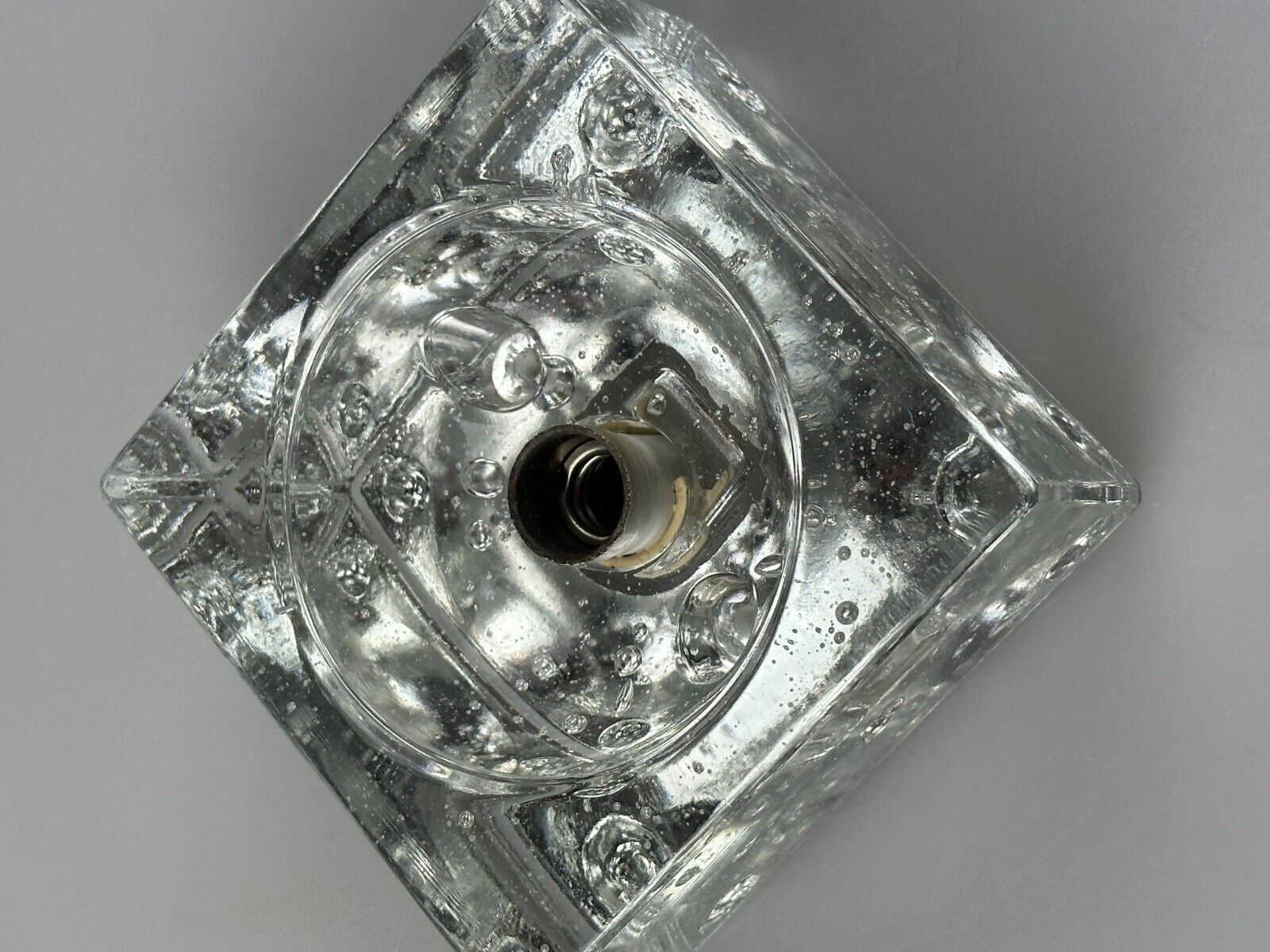 60s 70s Wall Lamp Ice Glass Cube Wall Sconce by Müller & Zimmer Germany
