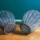 Pair of Venetian vases in blown glass and wrought iron