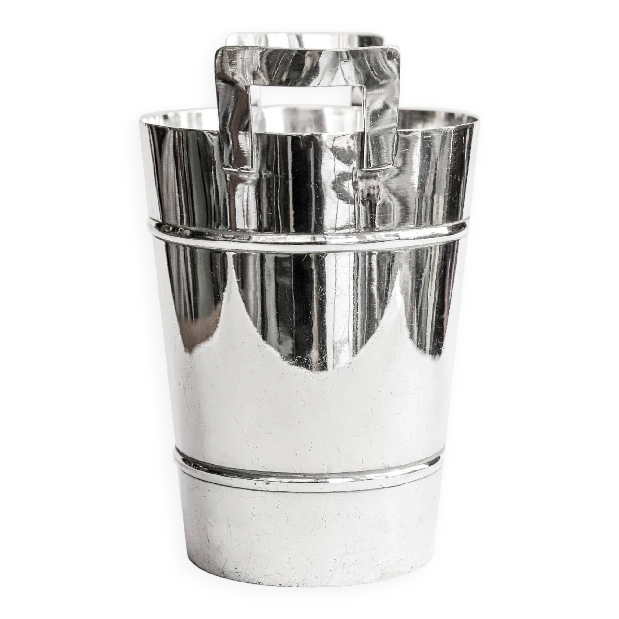 Mid-century modern silver plated champagne cooler and ice bucket
