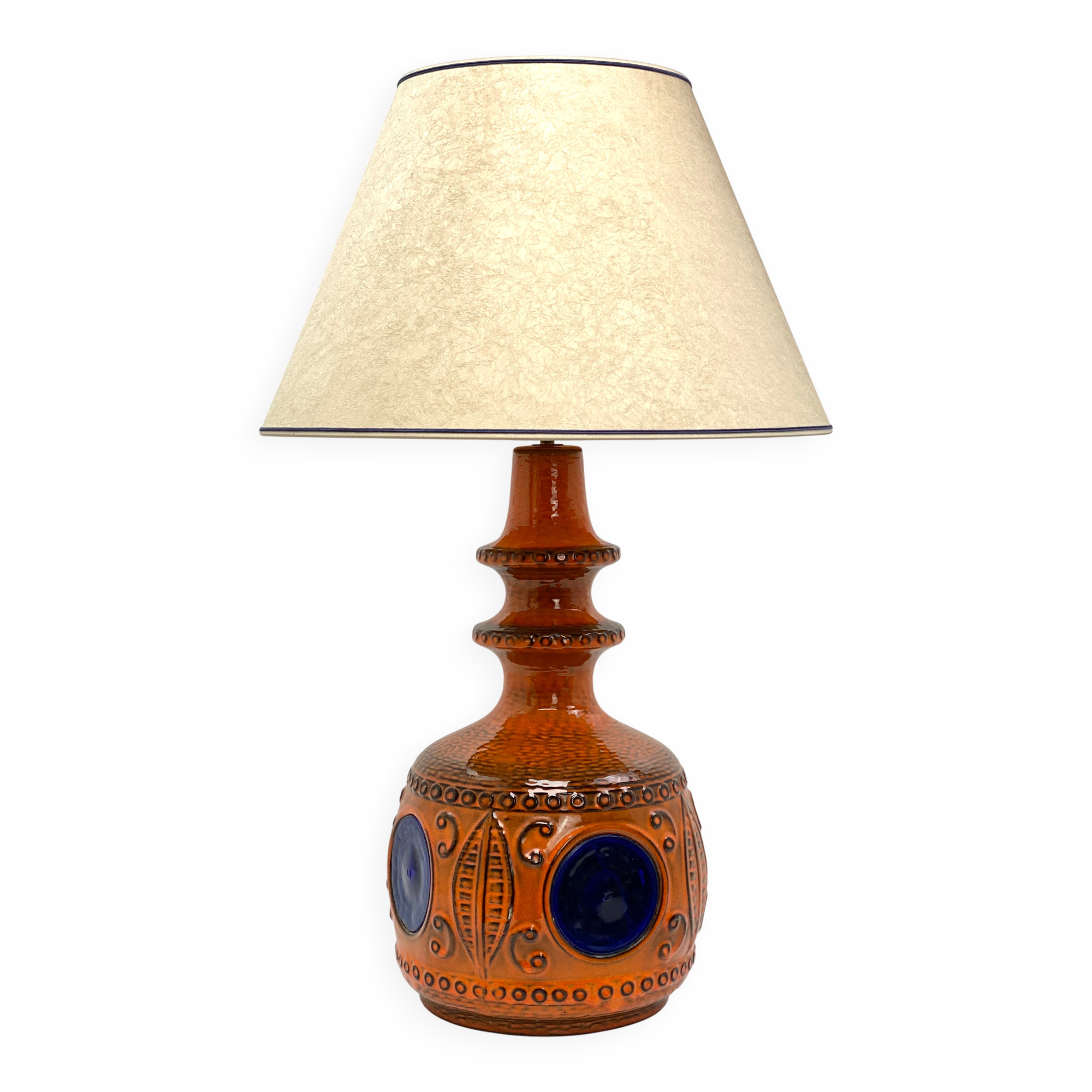Large vintage ceramic lamp – cobalt blue decor – 1960s/70s