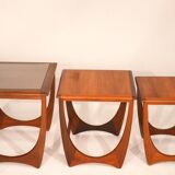 Nesting tables in teak and glass Gplan edition