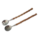 Bamboo and stainless steel salad cutlery, 1960 Japan